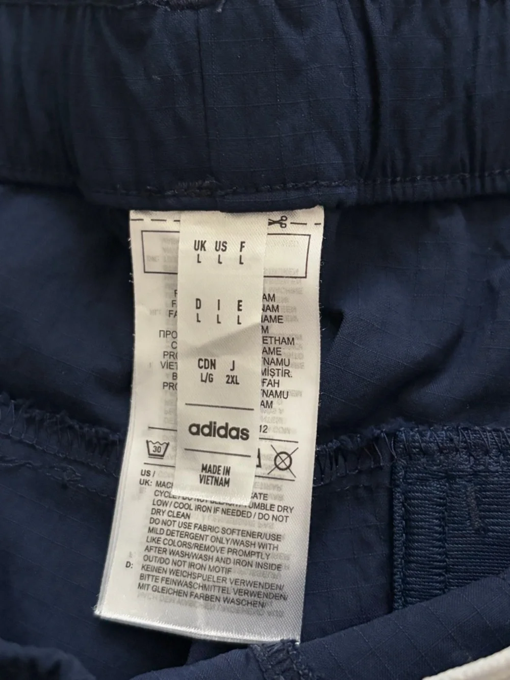 adidas Navy Athletic Shorts with White Drawstring